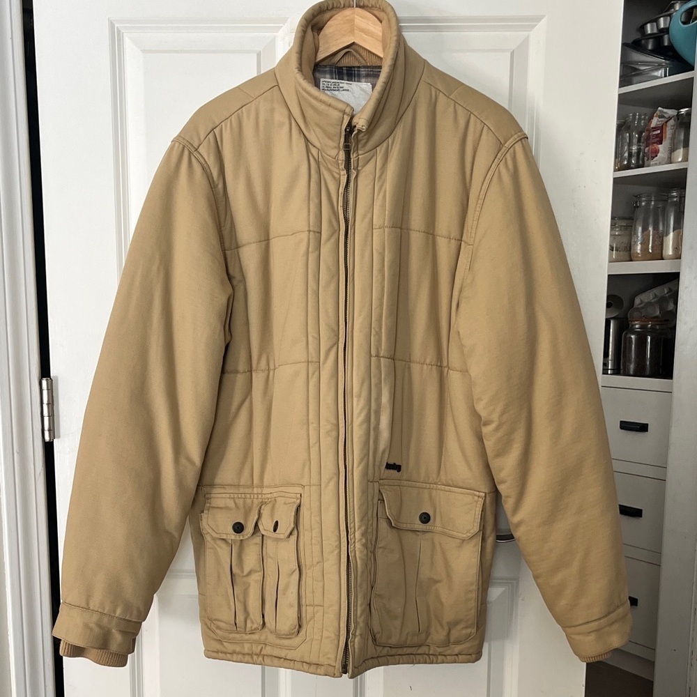 Analog Men's Tan Utility Field Quilted Coat Heavy duty work Sz Large